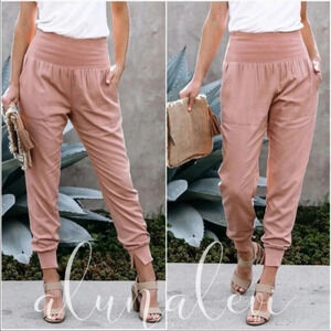 NEW Chic Pink High-Waisted Joggers | Dressy Comfy Lounge Pants